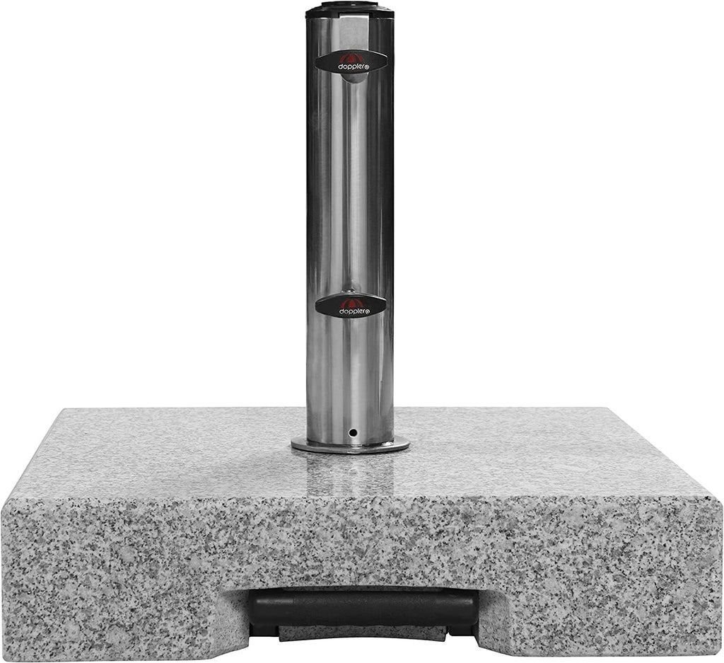 Doppler Trolley Granitsockel 45kg mit Rollen I Schirmständer für Sonnenschirme mit max. 250cm Schirmdurchmesser & 3,2-6,0cm Rohrdurchmesser I Sonnenschirmständer mit Auszieh-Griff