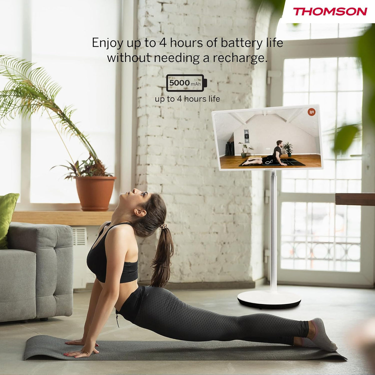 Thomson 32 Zoll (81 cm) Go TV, Tragbarer Android Fernseher â€?HD Ready (1366x768), Sprachsteuerung, Bluetooth 5.1, Wi-Fi, Hotspot-Funktion, Bis zu 4 Stunden Akkulaufzeit - 32HA4M44