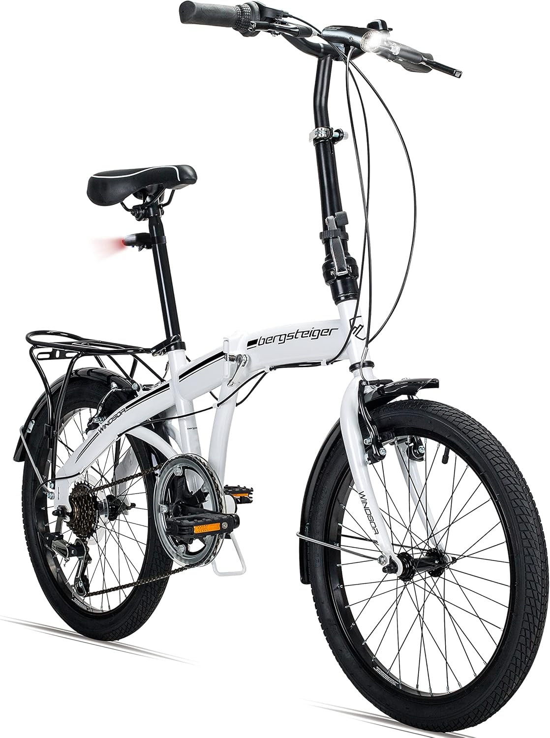 Bergsteiger Windsor 20 Zoll Faltrad, Klapprad, Shimano 6 Gang-Schaltung, LED Batterie-Licht, Quick-Fold-System, Klappfahrrad