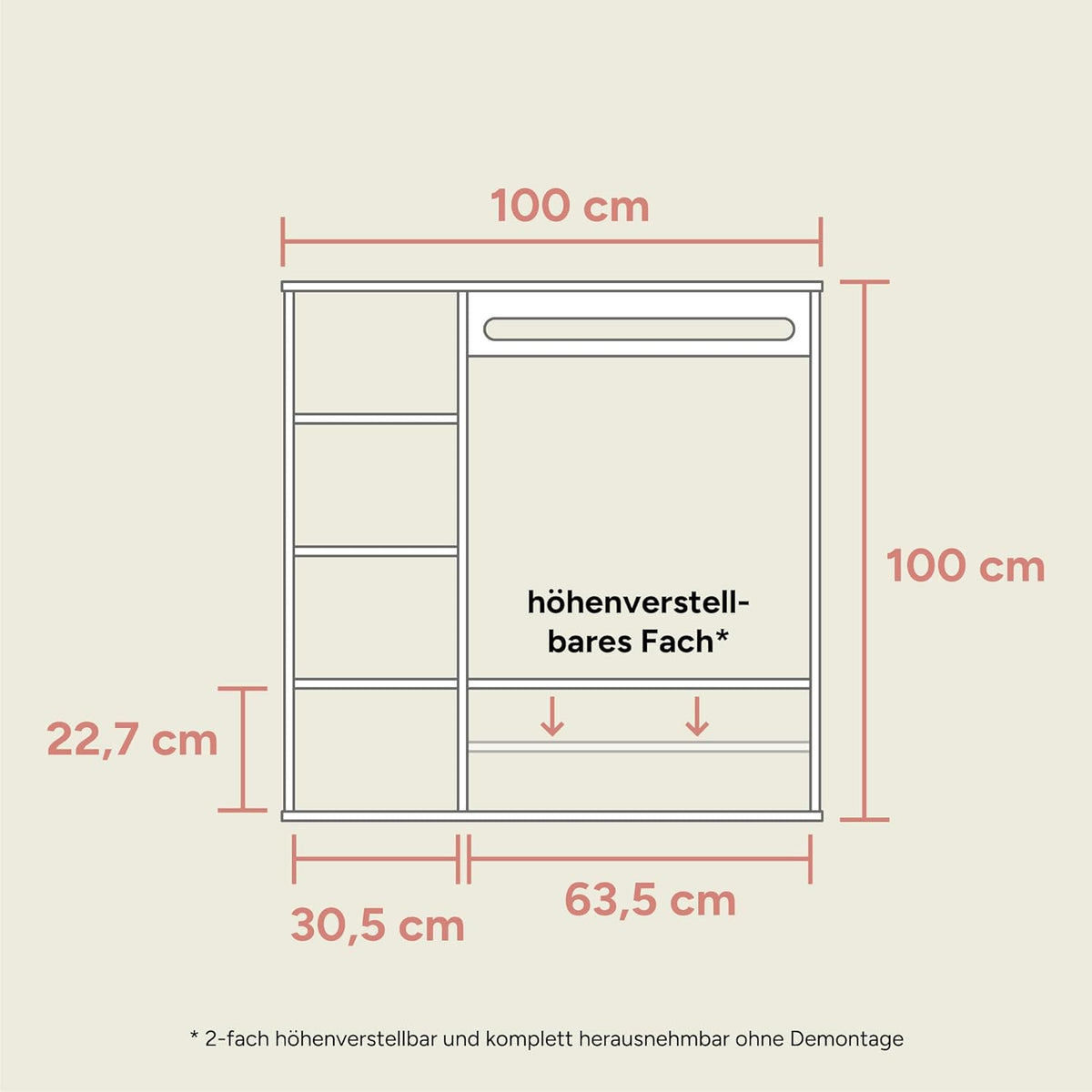 Ehrenkind® Montessori Kleiderschrank | Kinderregal Kiefer Natur | Kinderschrank FSC Zertifiziert | Garderobe für das Kinderzimmer in 100x100x40 | Kleiderschrank Kinderzimmer | Kinderzimmer Möbel