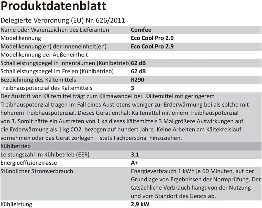 Comfee Mobiles Klimagert Easy Cool 2.0, 7000 BTU 2,0kW, Kühlen&Ventilieren&Entfeuchten, Raumgre bis 68m(25ãŽ?, APP-Steuerung/Alexa/Google Home/IFTTT, Mobile Klimaanlage mit Abluftschlauch