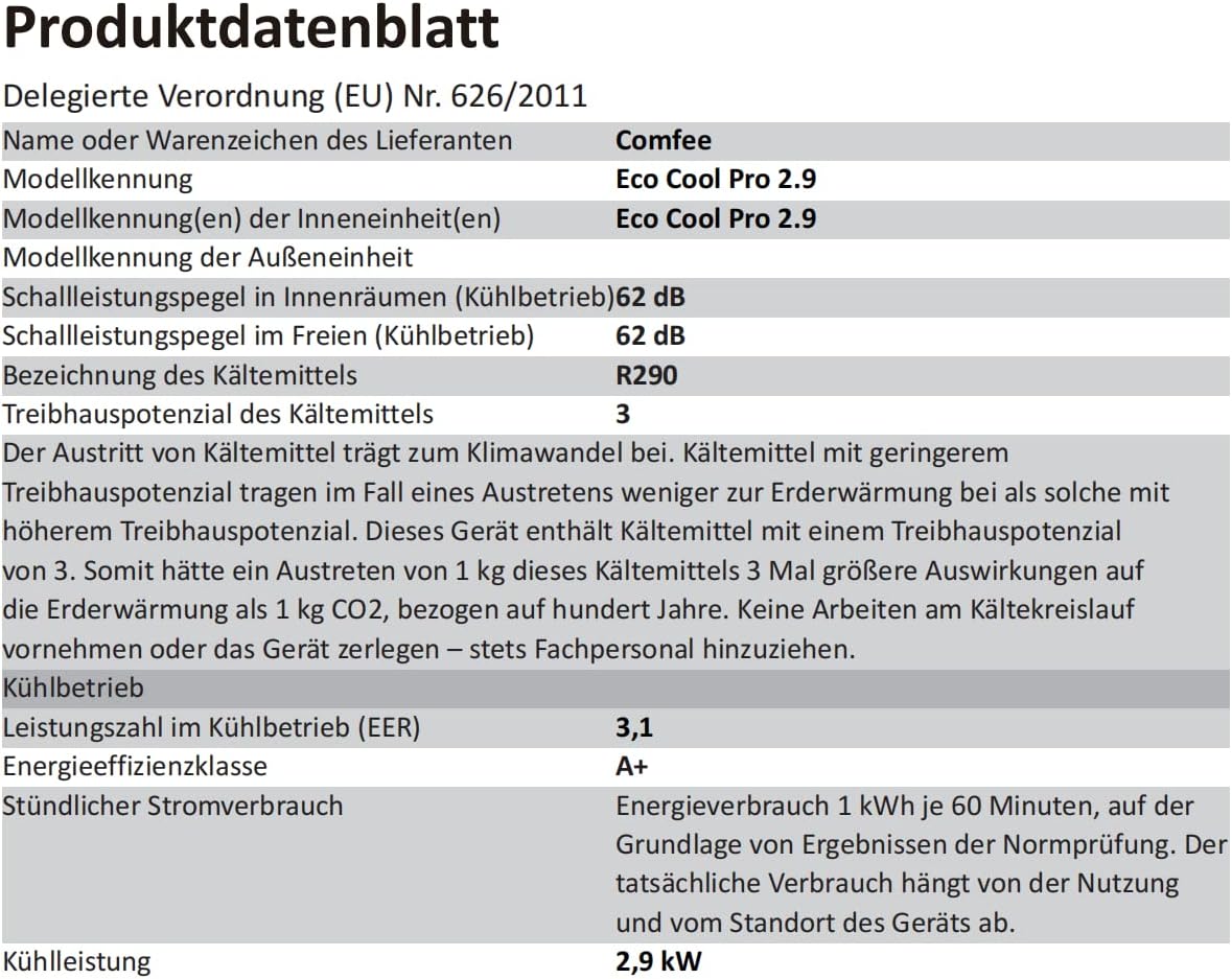 Comfee Mobiles Klimagert Easy Cool 2.0, 7000 BTU 2,0kW, Kühlen&Ventilieren&Entfeuchten, Raumgre bis 68m(25ãŽ?, APP-Steuerung/Alexa/Google Home/IFTTT, Mobile Klimaanlage mit Abluftschlauch