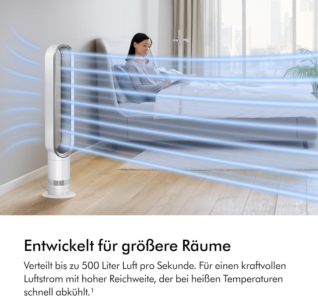 Coolᵀá´?Turmventilator AM07 Air Multiplierâ„?Turmventilator, Leistungsstarker, bladeless Ventilator mit Air Multiplierâ„?Technologie (Weiß/Silber)