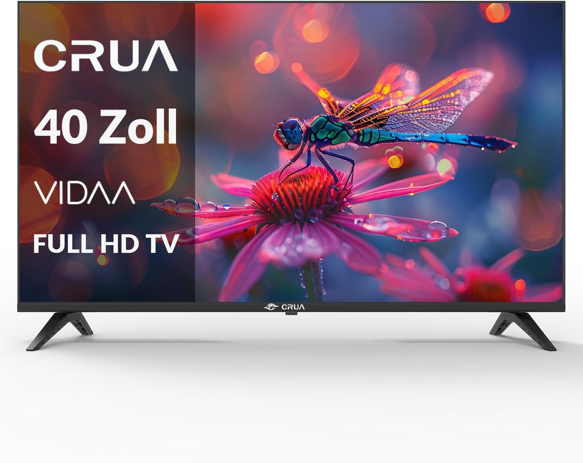 CRUA VIDAA Smart TV,101(40 Inch) TV,1920x1080P Full HD TV,LED TV with HDMI/USB/AV IN/Triple Tuner DVB-T2/T/C/S2/Compact and Smart for Your Home,Black Energy Class E