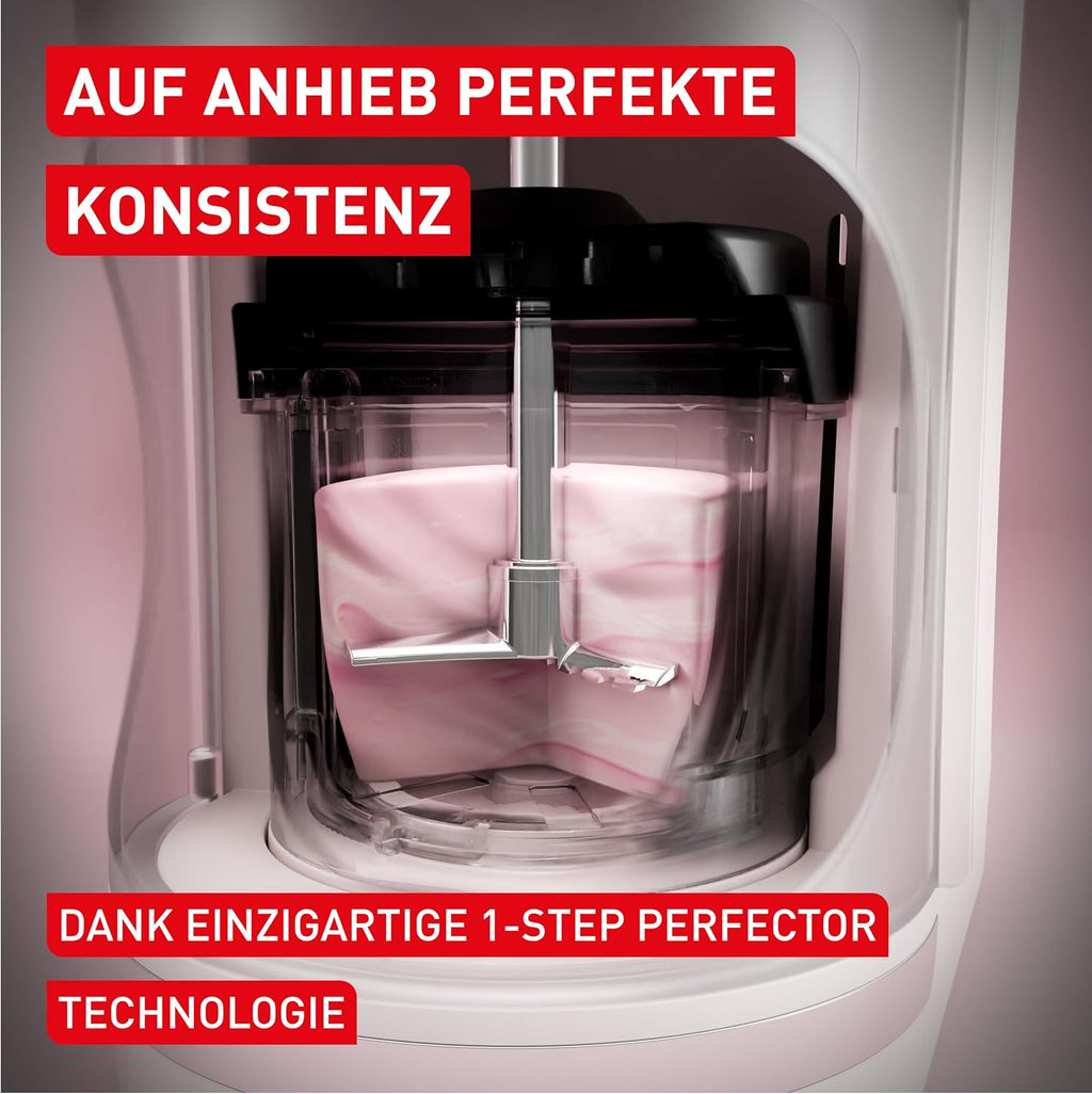 Tefal Dolci Eismaschine - 10 Programme für Eiscreme, Sorbet, Gelato  und  Frozen Yogurt, 1-Step-Perfector Technologie, inkl. 3x Tritan-Eisschüsseln, Mix-In-Funktion  und  automatisches Reinigungsprogramm