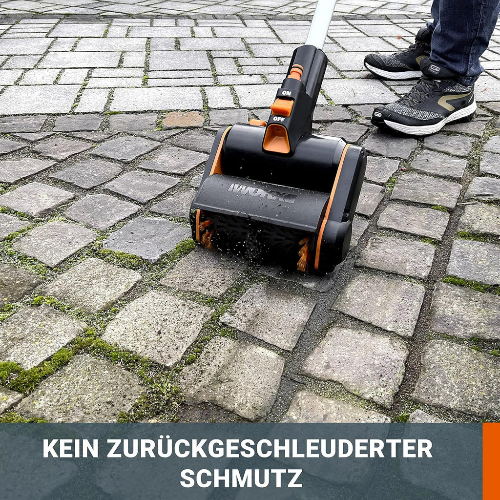WORX WG441E Akku-Multi-Bürste 20V -multifunktionale Oberflächenbürste für Stein-& Holfzflächenreinigung & Unkrautentfernung -integrierter Wasseranschluss - inkl. 4Ah PowerShare Akku & Schnellladegerät