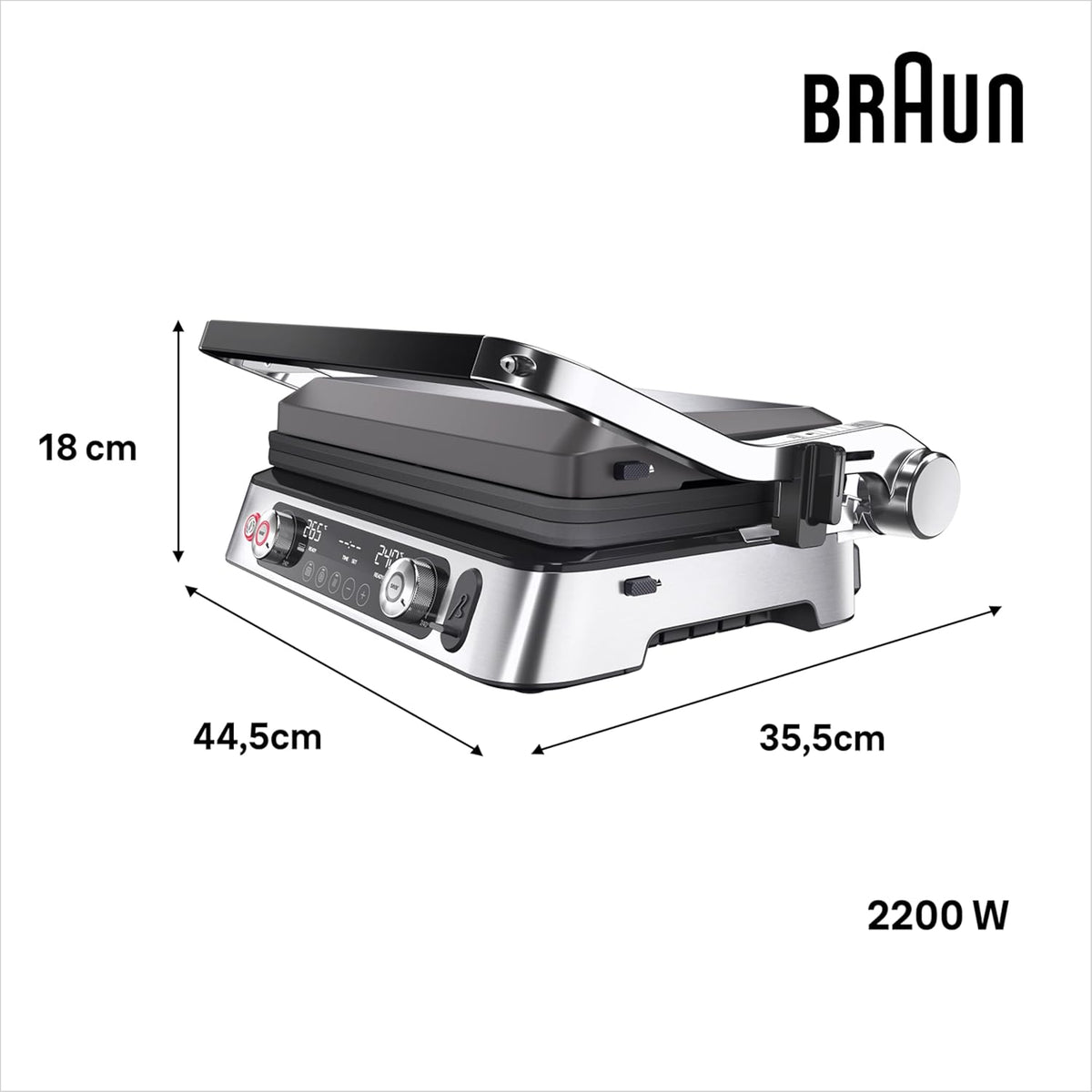 Braun MultiGrill 9 Pro CG 9167, Kontaktgrill mit Grill-, Flach-, Waffelplatten und Temperaturfühler, Grillpositionen: Kontakt, BBQ, Ofen, Spülmaschinenfeste Platten, Boost-Funktion bis 265°