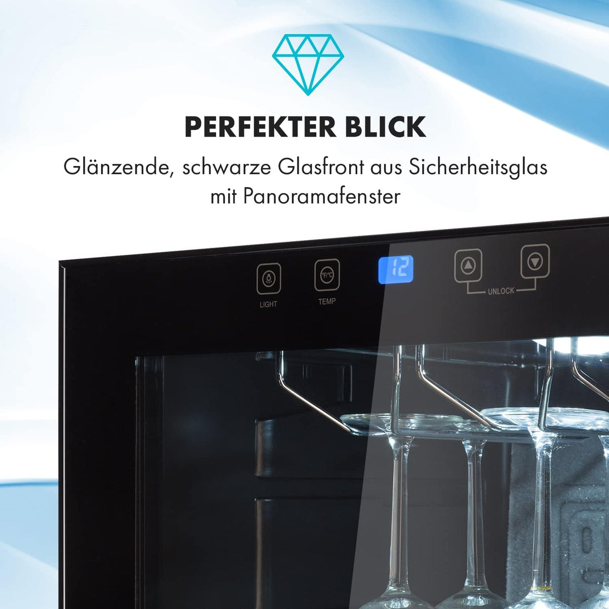 Klarstein Weinkühlschrank, Getränkekühlschrank Schmal, 1 Zone Kühlschrank mit Glastür, Getränkekühlschränke Freistehend, Weinkühlschrank Klein, Weinkühlschränke mit UV-Schutz, 4-18°C, 54 Flaschen