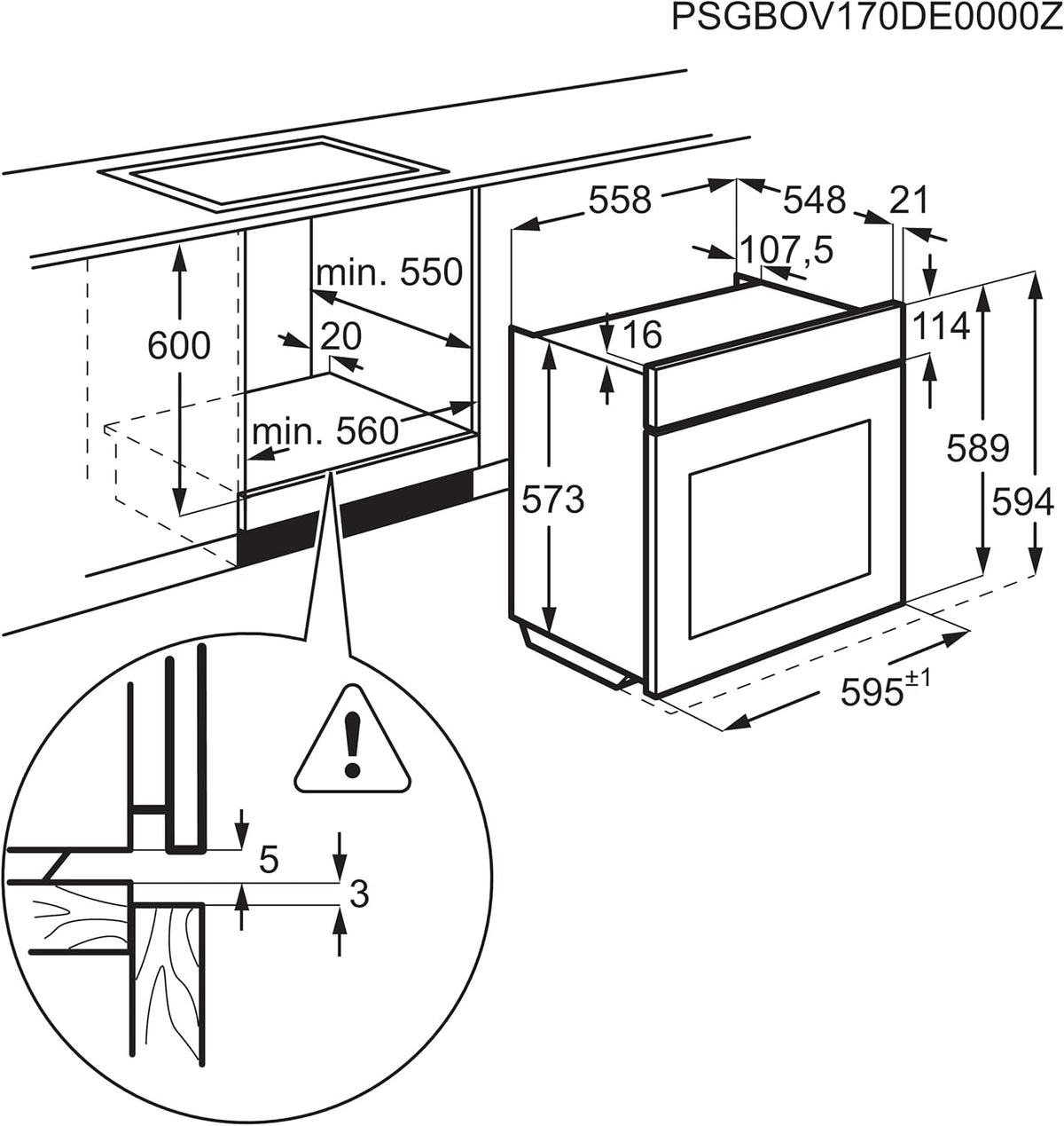 AEG Einbaubackofen â€?Serie 5 Ringheißluft: Gleichmäßige Garergebnisse auf 3 Ebenen â€?Pyrolyse Selbstreinigung â€?25 Automatikprogramme â€?LED-Touchdisplay â€?Schnellaufheizung â€?Schwarz â€?BPE53516AB