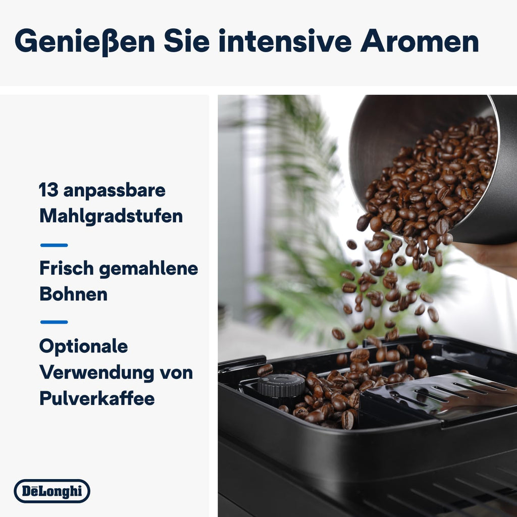 De'Longhi Magnifica Evo Next ECAM312.80.TB, Kaffeevollautomat mit 13 Getränken (Cappuccino, Espresso, Latte Macchiato), 2,4'' TFT Farbdisplay, LatteCrema Milchsystem, 2-Tassen-Funktion, Titan