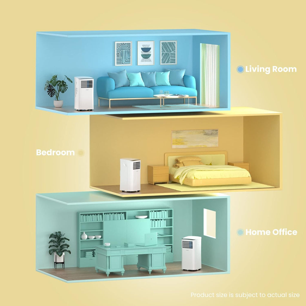Comfee Mobiles Klimagerät Breezy Cool Pro 2.6,9000 BTU 2,6kW, Kühlen&Ventilieren&Entfeuchten,APP-Steuerung,Raumgröße bis 88m³(33ãŽ?,Mobile Klimaanlage mit Abluftschlauch