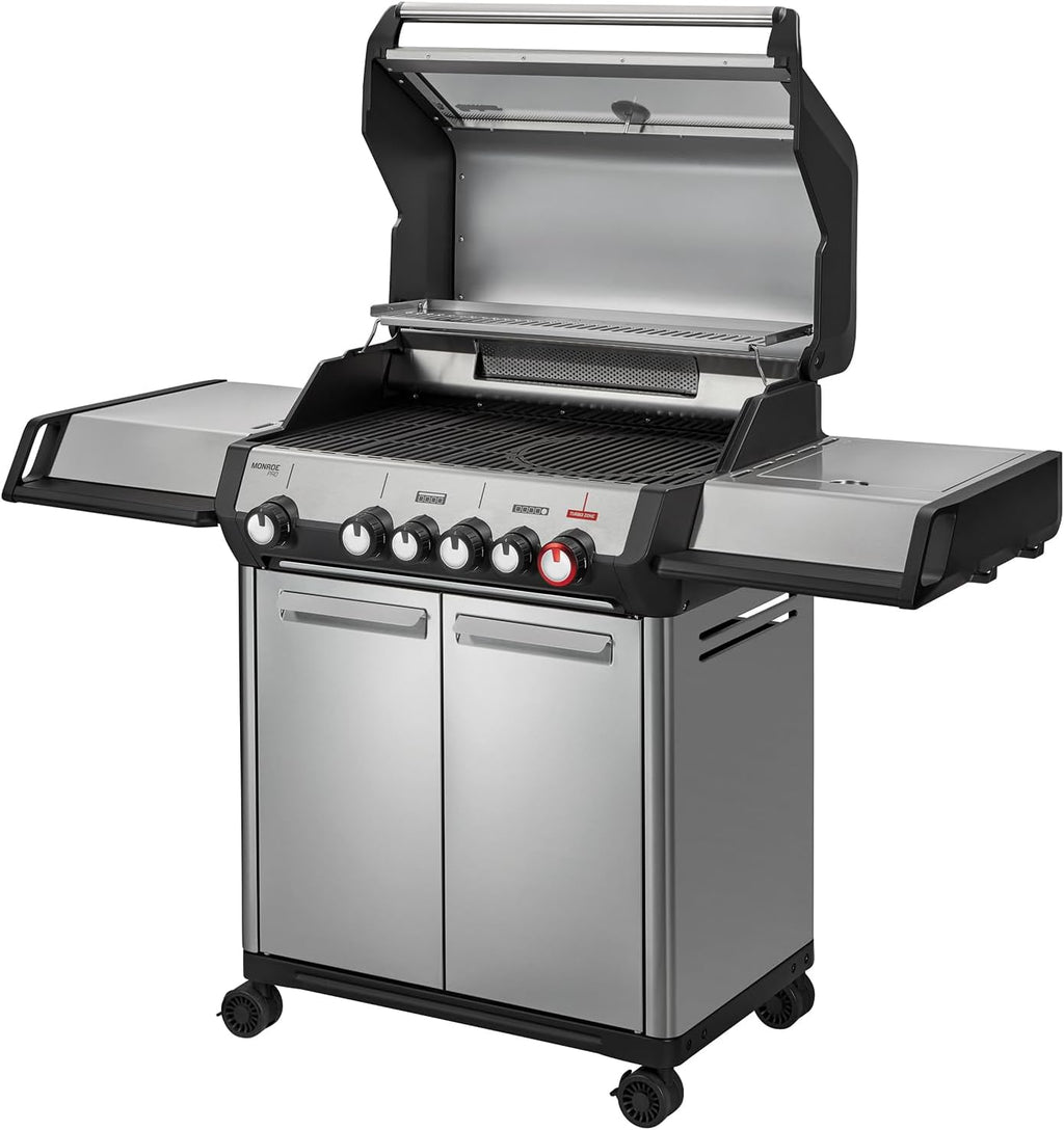 Enders® Gasgrill Monroe Pro 4 SIKR Turbo, 4-Brenner, mit Kocher und Infrarot-Heckbrenner, PanoVision Sichtfenster, Gussrost, Aluguss Grill, 800 °C TURBO ZONEâ„? SIMPLE CLEANâ„? #8362