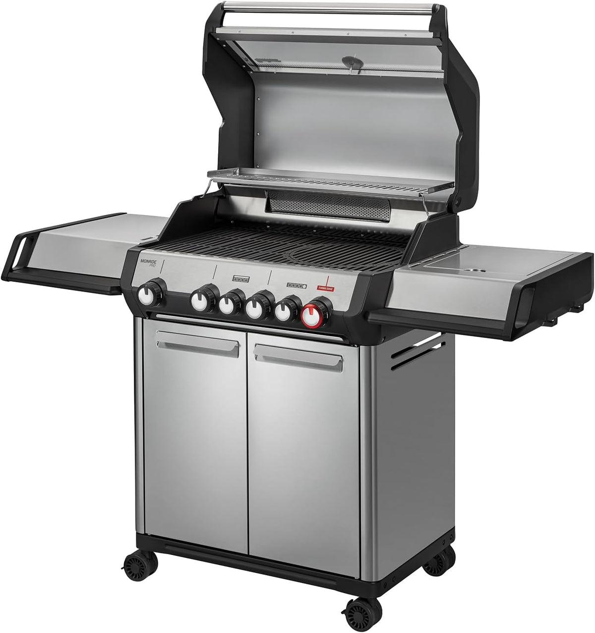 Enders® Gasgrill Monroe Pro 4 SIKR Turbo, 4-Brenner, mit Kocher und Infrarot-Heckbrenner, PanoVision Sichtfenster, Gussrost, Aluguss Grill, 800 °C TURBO ZONEâ„? SIMPLE CLEANâ„? #8362