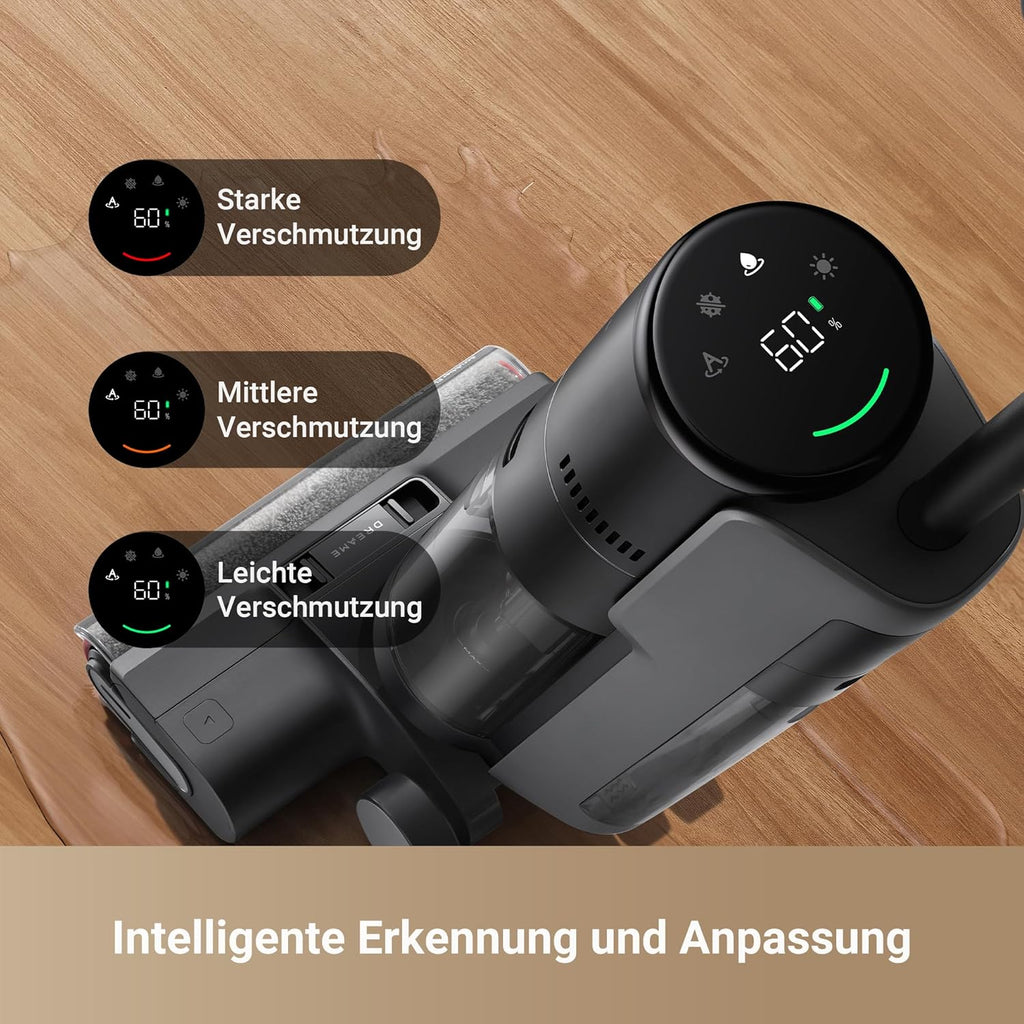 DREAME H12 Pro Ultra Nass- und Trockensauger, Bürstenreinigung 60 °C, 30 Min Heißlufttrocknung, Selbstreinigung mit festem Schaber, 16.000Pa Saugkraft, Doppel-Kantenreinigung, intell. Erkenn. & Anpass