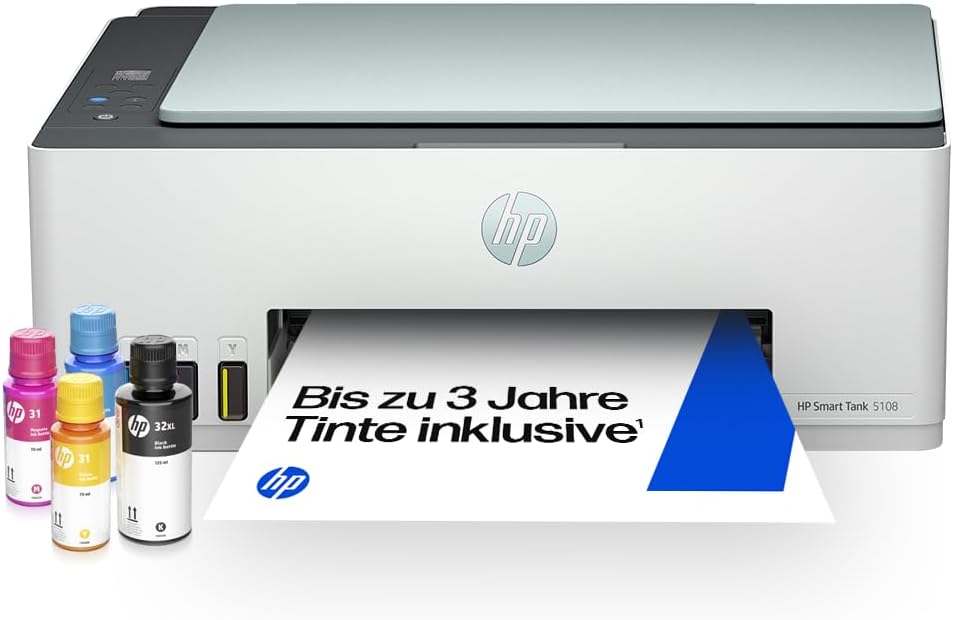 Smart Tank 5108 3-in-1 Multifunktionsdrucker (WLAN; Mobiles Drucken) â€?3 Jahre Tinte inklusive, 3 Jahre Garantie, großer Tintentank, hohe Reichweite, Drucken in hoher Qualität