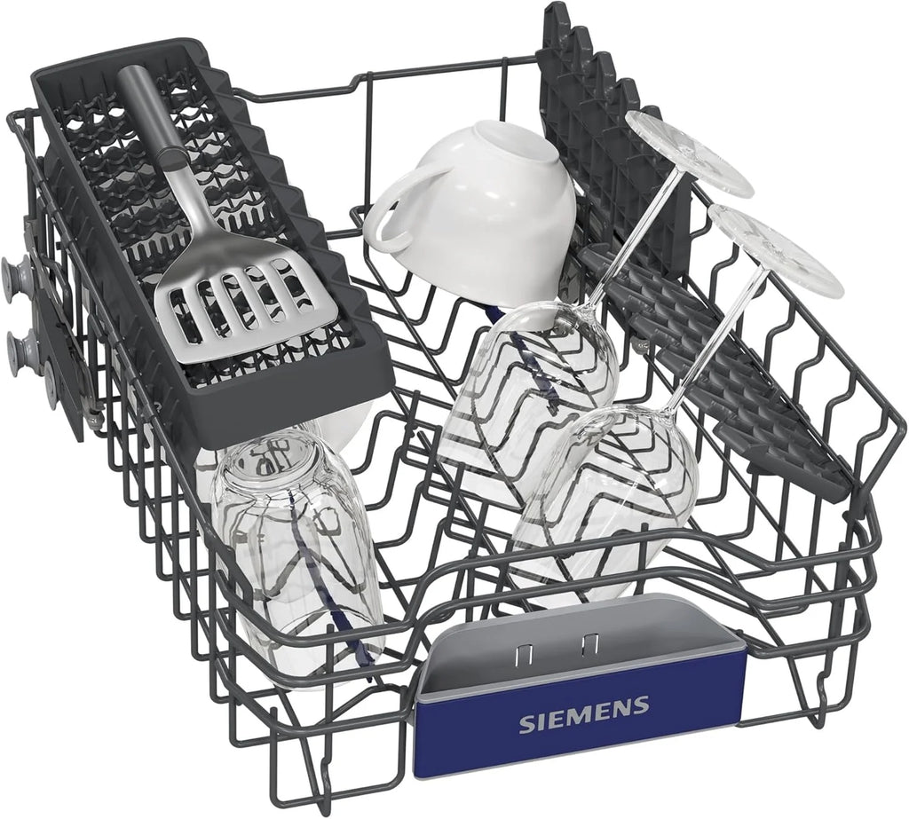 Siemens SR65YX08ME, iQ500 Smarter Geschirrspüler Vollintegriert, 45 cm breit, Besteckschublade, Zeolith, extra leise, aquaStop, automatische Türöffnung nach Programmende, varioSpeed, Innenbeleuchtung