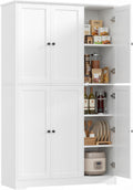 FirFurd Küchenschrank, 180 cm Mehrzweckschrank Vorratsschrank, Buffetschrank mit 6 Türen und verstellbaren Einlegeböden, Allzweckschrank für Küche Wohnzimmer Eingangsbereich, 180x106x37 cm, weiß