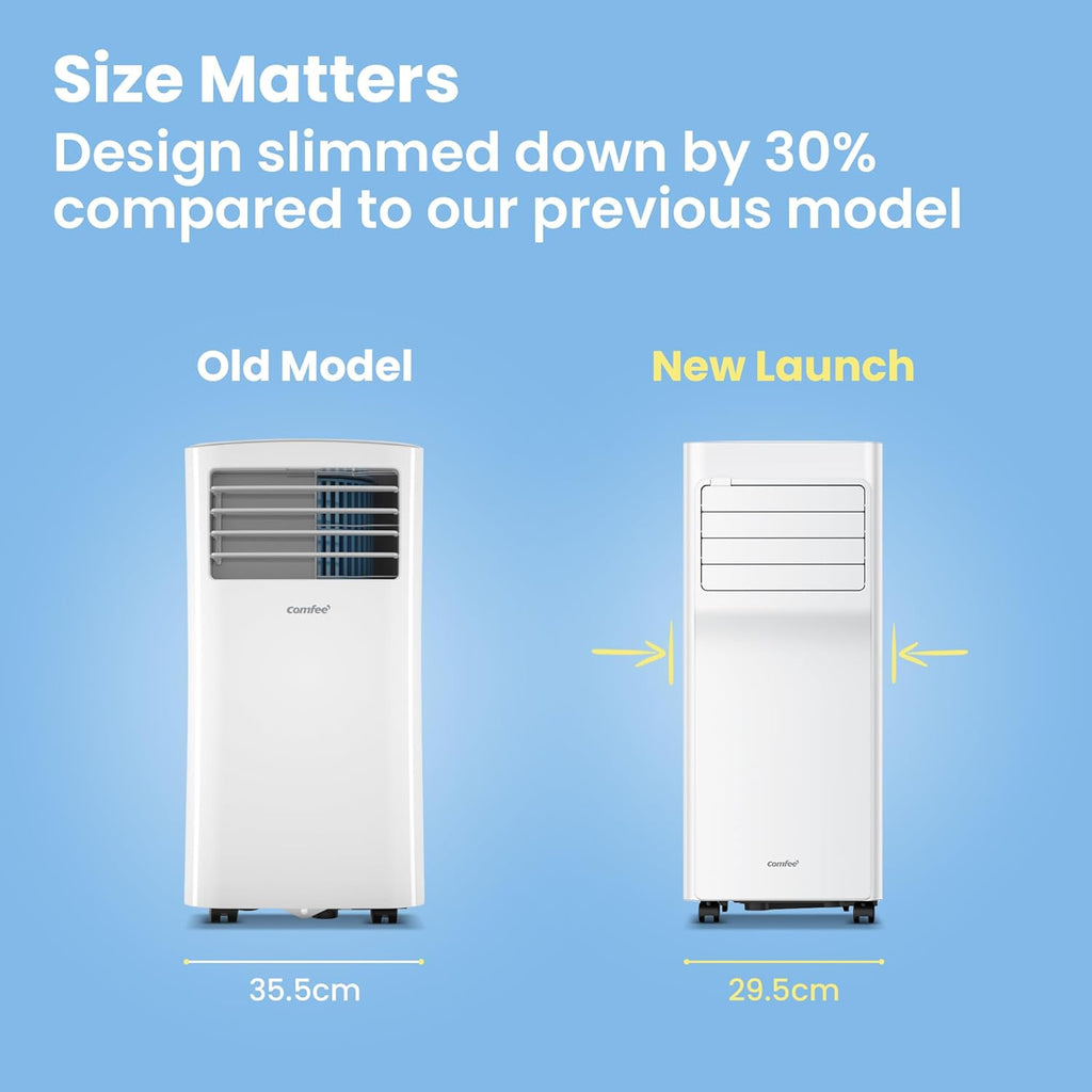 Comfee Mobiles Klimagerät Breezy Cool Pro 2.6,9000 BTU 2,6kW, Kühlen&Ventilieren&Entfeuchten,APP-Steuerung,Raumgröße bis 88m³(33ãŽ?,Mobile Klimaanlage mit Abluftschlauch