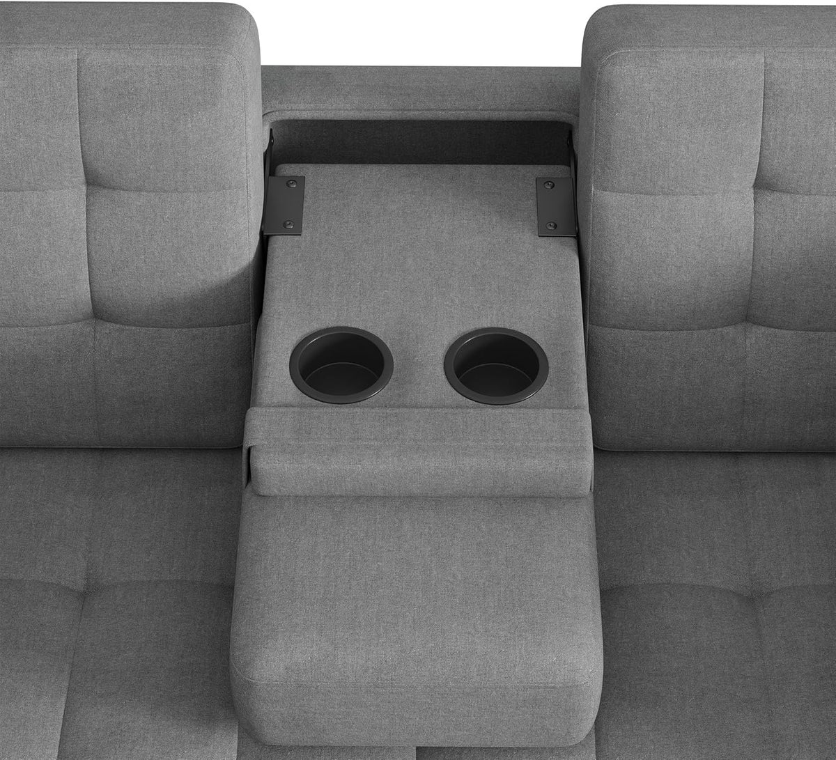2-Sitzer Schlafsofa mit Stauraum und Verstellbarer Rückenlehne, Sofa mit Armlehnen-Staufächern und Kissen, Vielseitiges Klappsofa für Wohnzimmer, Schlafzimmer oder Wohnung (Grau)