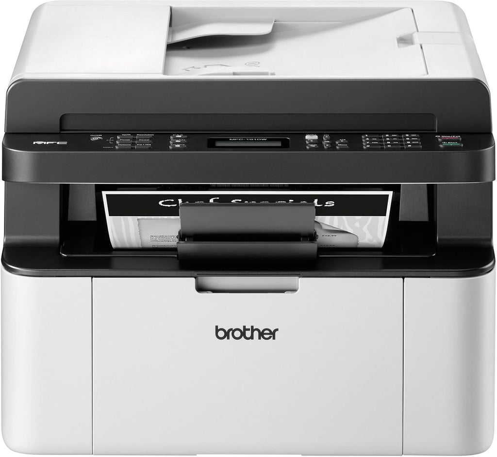 Brother MFC-1910W Kompaktes 4-in-1 Monochrom Monolaser-Multifunktionsgerät (Drucken, scannen, kopieren, faxen, 20 Seiten/Min.) grau/weiß
