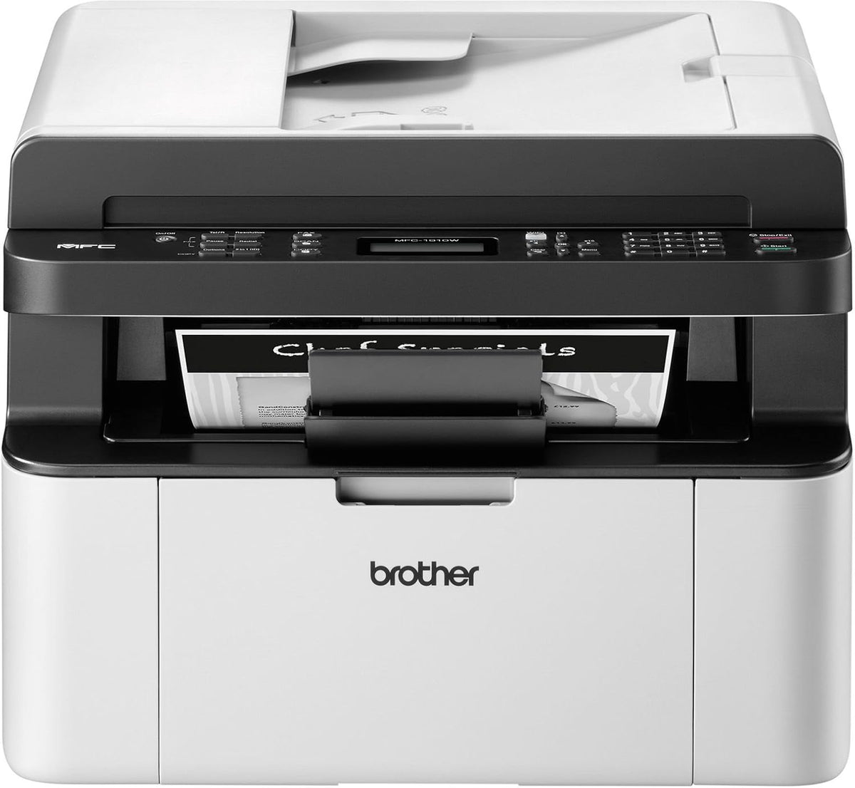 Brother MFC-1910W Kompaktes 4-in-1 Monochrom Monolaser-Multifunktionsgerät (Drucken, scannen, kopieren, faxen, 20 Seiten/Min.) grau/weiß