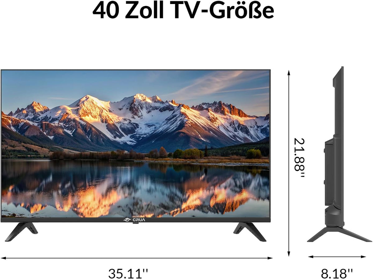 CRUA VIDAA Smart TV,101(40 Inch) TV,1920x1080P Full HD TV,LED TV with HDMI/USB/AV IN/Triple Tuner DVB-T2/T/C/S2/Compact and Smart for Your Home,Black Energy Class E