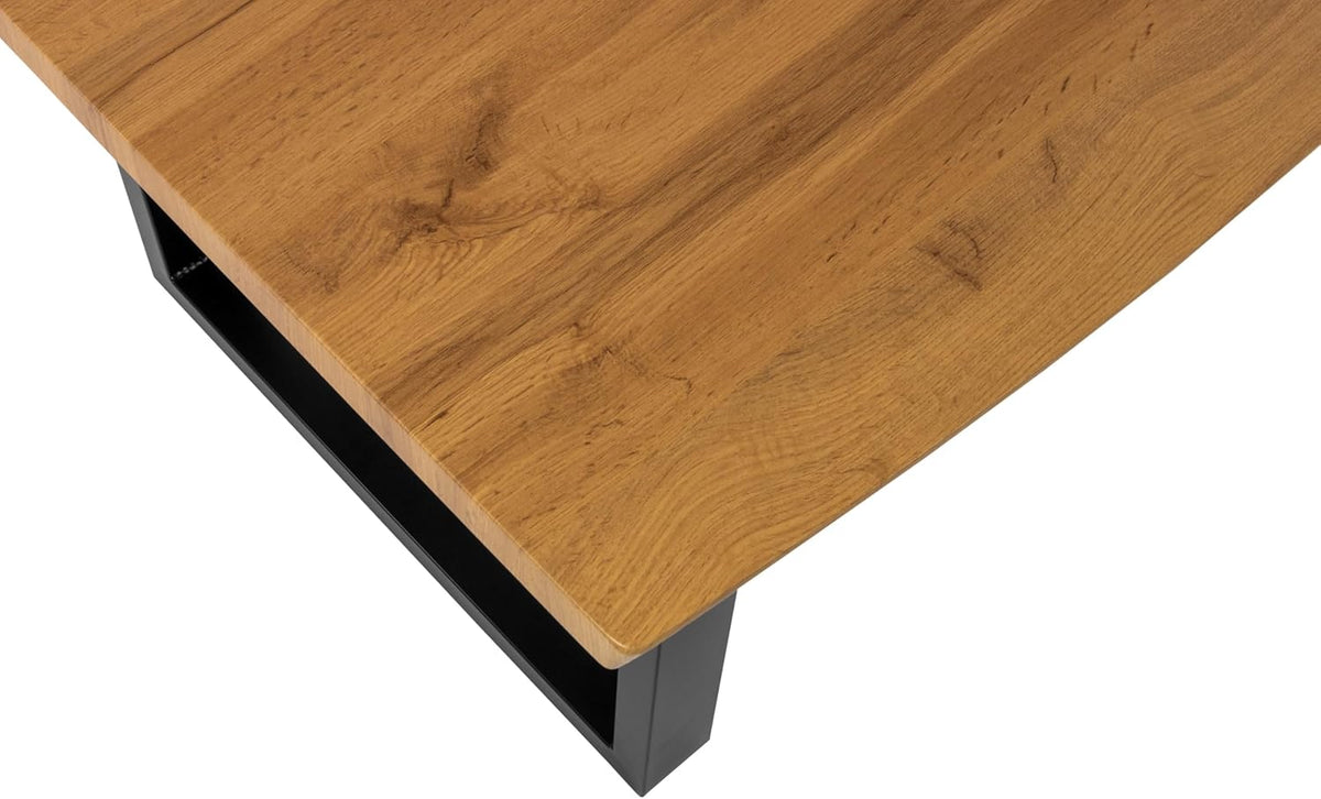 SAM 7 TLG. Essgruppe Josy | 200 x 100 cm | Holz Wildeiche-Optik | Stuhl Set Susi Grau | U-Gestell Schwarz | Esstisch mit 6 Stühlen | Esszimmertisch/Küchentisch/Holztisch | Esszimmer