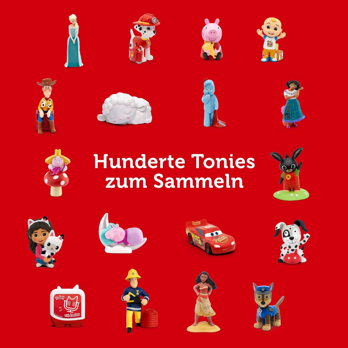 Toniebox Extrapack â€?Toniebox Starterset Blau mit Kreativtonie + 4 x Disney Tierische Helden Hörfiguren, Audioplayer für Hörbücher und Lieder, kabellose Musikbox mit Disney Hörspiel