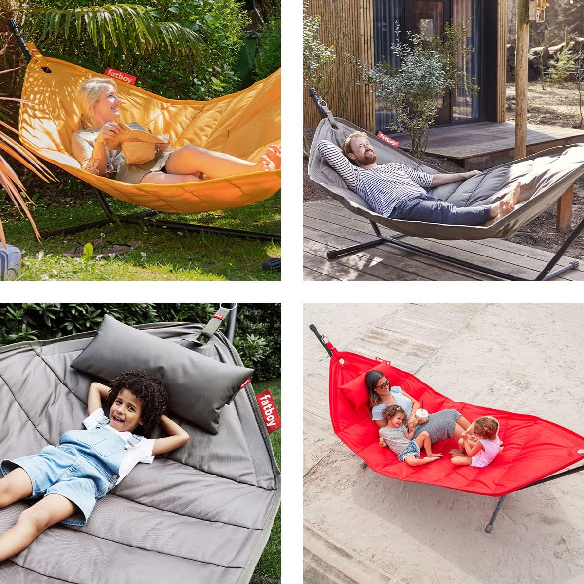 Fatboy® Headdemock Hängematte Taupe - Hängematte mit Gestell - Outdoor geeignet für Garten & Terrasse - 270 x 138 cm