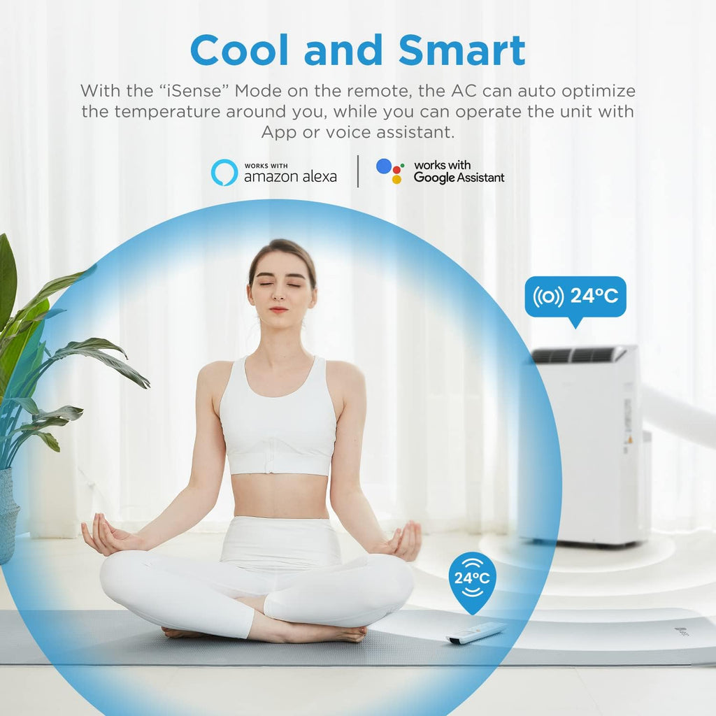 Midea Mobiles Klimagerät Silent Cool 26 Pro WF, 9000 BTU 2,6kW, Kühlen&Ventilieren&Entfeuchten, Raumgröße bis 88m³(33ãŽ?, APP-Steuerung/Alexa/Google Home/IFTTT, Mobile Klimaanlage mit Abluftschlauch