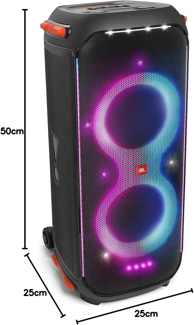 JBL PartyBox 710 - Schwarz â€?Trag - und rollbarer Bluetooth Party-Lautsprecher mit Lichteffekten â€?Spritzwassergeschützte, mobile Musikbox