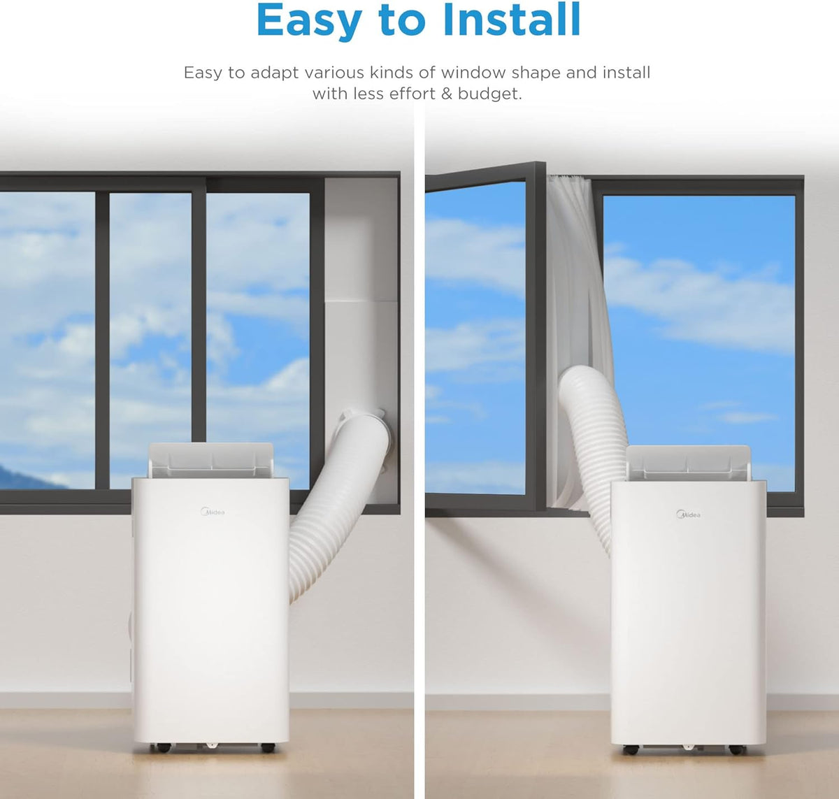 Midea Mobiles Klimagerät Silent Cool 26 Pro WF, 9000 BTU 2,6kW, Kühlen&Ventilieren&Entfeuchten, Raumgröße bis 88m³(33ãŽ?, APP-Steuerung/Alexa/Google Home/IFTTT, Mobile Klimaanlage mit Abluftschlauch