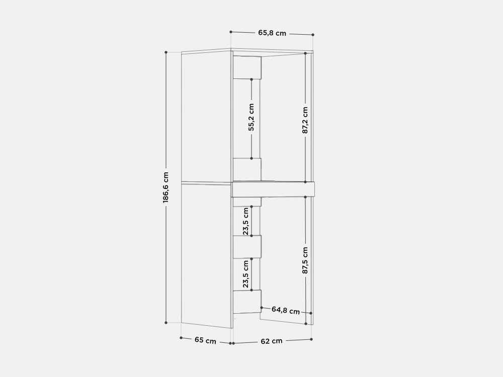 PLATAN ROOM Waschmaschine Trockner Schrank mit Ausziehbrett â€?Waschmaschinenschrank für Waschmaschine & Wäschetrockner â€?Überbauschrank 187 x 65 x 66 cm (Eiche Sonoma)
