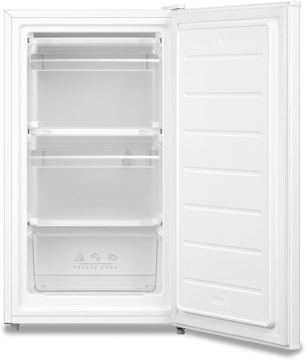 RCU60WH2(E) 60L Gefrierschrank senkrecht mit Schubladen, 3x Gefrierschublade, Eintür, einstellbare Temperatur, umkehrbare Tür, leise, Freistehend, Weiß