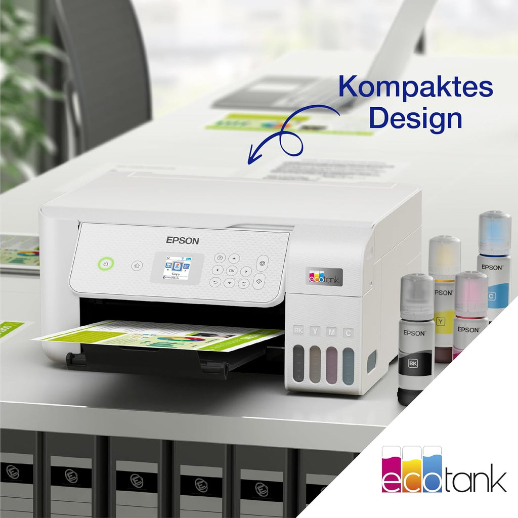 EcoTank ET-2876 Tintentankdrucker für vielbeschäftigte Haushalte WLAN A4 Drucken, Kopieren, Scannen 3.7 cm LCD-Bildschirm inkl. Tinte für bis zu 3 Jahre