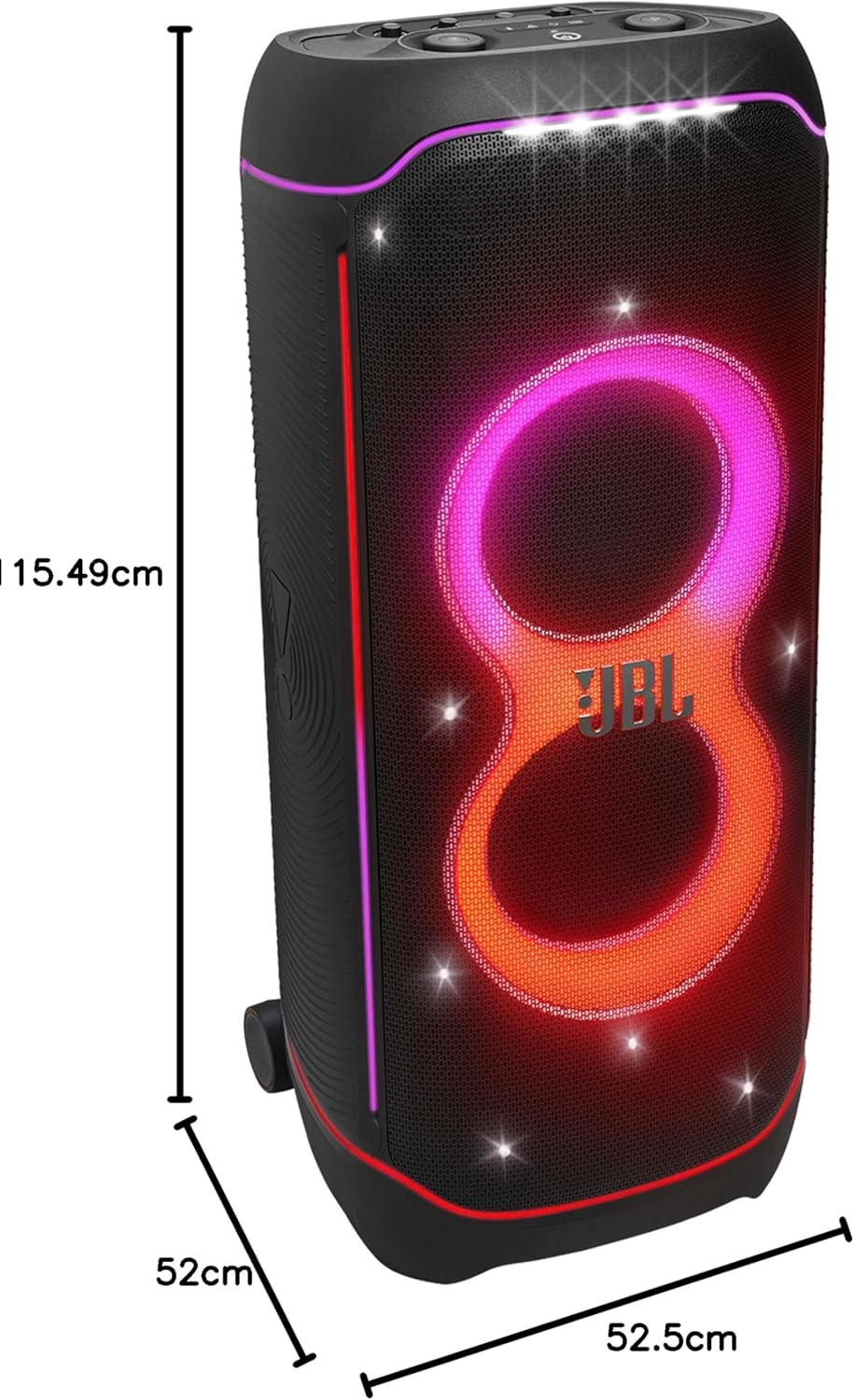 JBL Partybox Stage 120 in Schwarz â€?Tragbare Bluetooth-Lautsprecher-Box mit JBL Pro Sound, Lichtshow, KI-Sound-Boost und Teleskopgriff â€?12 h Laufzeit