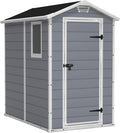 Keter Manor 4x6S Gartenhaus wetterfest 3.8m³, Kunststoff, Outdoor, Außenmaße: BxTxH:130x192x198cm, Innenmaße: BxTxH:111x177x190cm, grau