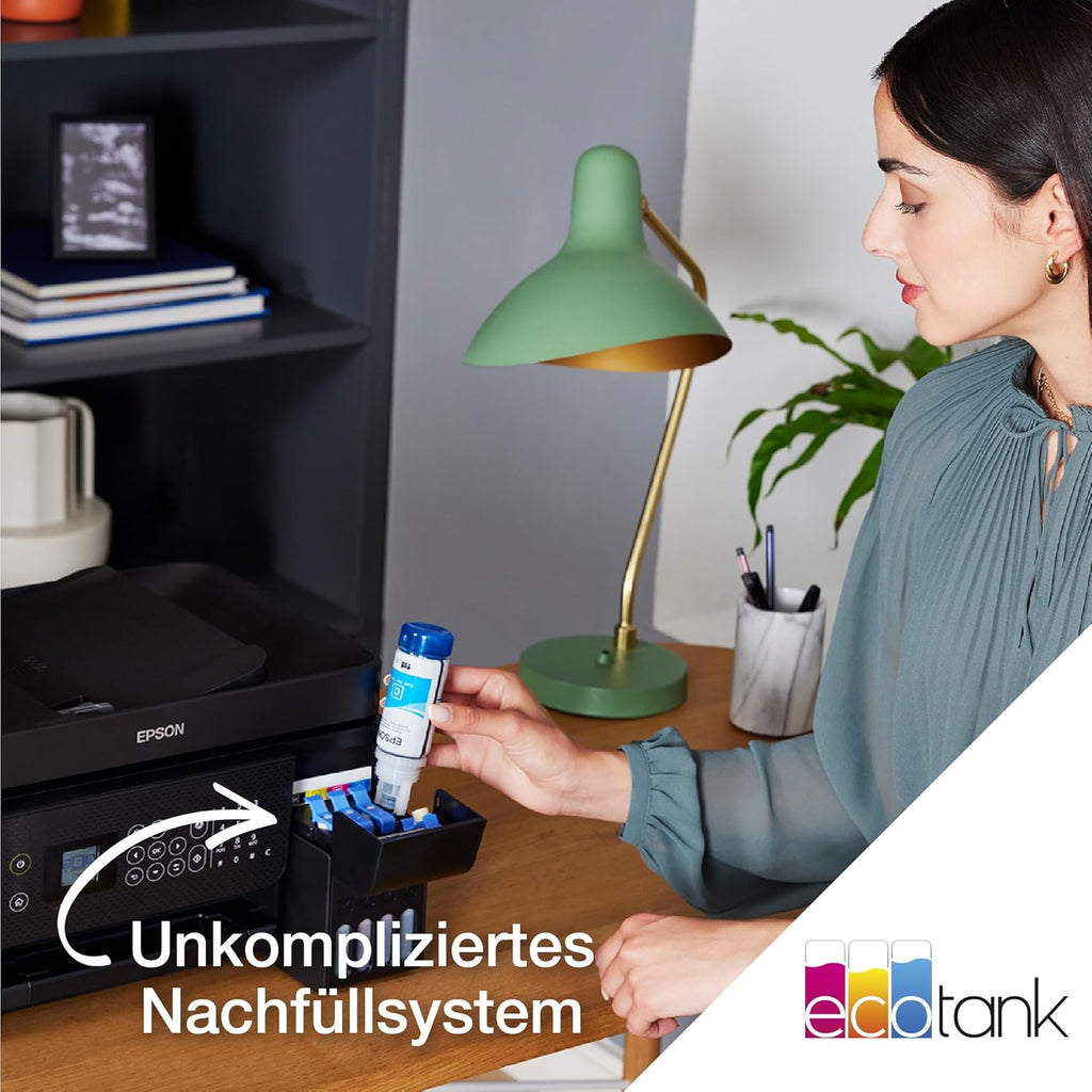 EcoTank ET-4800 Tintentankdrucker | für Zuhause & kleine Büros | WLAN & Ethernet| A4 | Drucken, Kopieren, Scannen, Faxen | 3.7cm LCD-Display Bildschirm | ADF | inkl. Tinte für bis zu 3 Jahre