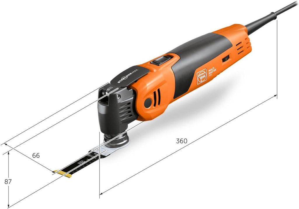 FEIN Multimaster MM 700 Max Top, Unser bestes MultiTool mit 60 Zubehören zum Sägen, Schleifen, Schneiden , 450 W, Anti-Vibrationssystem, Aufnahme StarlockMax, QuickIN Werkzeugwechsel