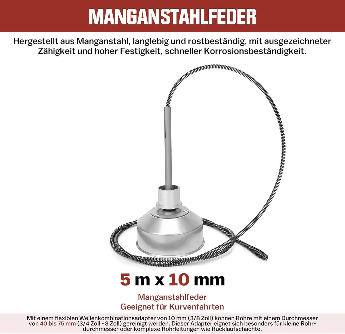 850W Elektrische Rohrreinigungsmaschine Satz zum Ø20-200mm Rohrleitungen Spirale 33m x Ø16 mm + 14m x Ø22mm, 5m x Ø10mm, Rohrreinigungsgerät Set Rohrreiniger Reinigung Abflussreiniger, 450U/M