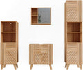 Vicco Badmöbel-Set Lucie, Bambus, 60 cm, besteht aus Waschbeckenunterschrank, Spiegelschrank, Hochschrank und Midischrank