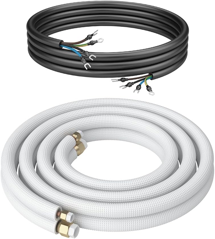 Kältebringer 12m Kältemittelleitung 1/4" + 3/8" Zoll - Kupferleitung Isoliert - Kupferrohr Montage-Set für Split-Klimaanlagen, 4-adrig