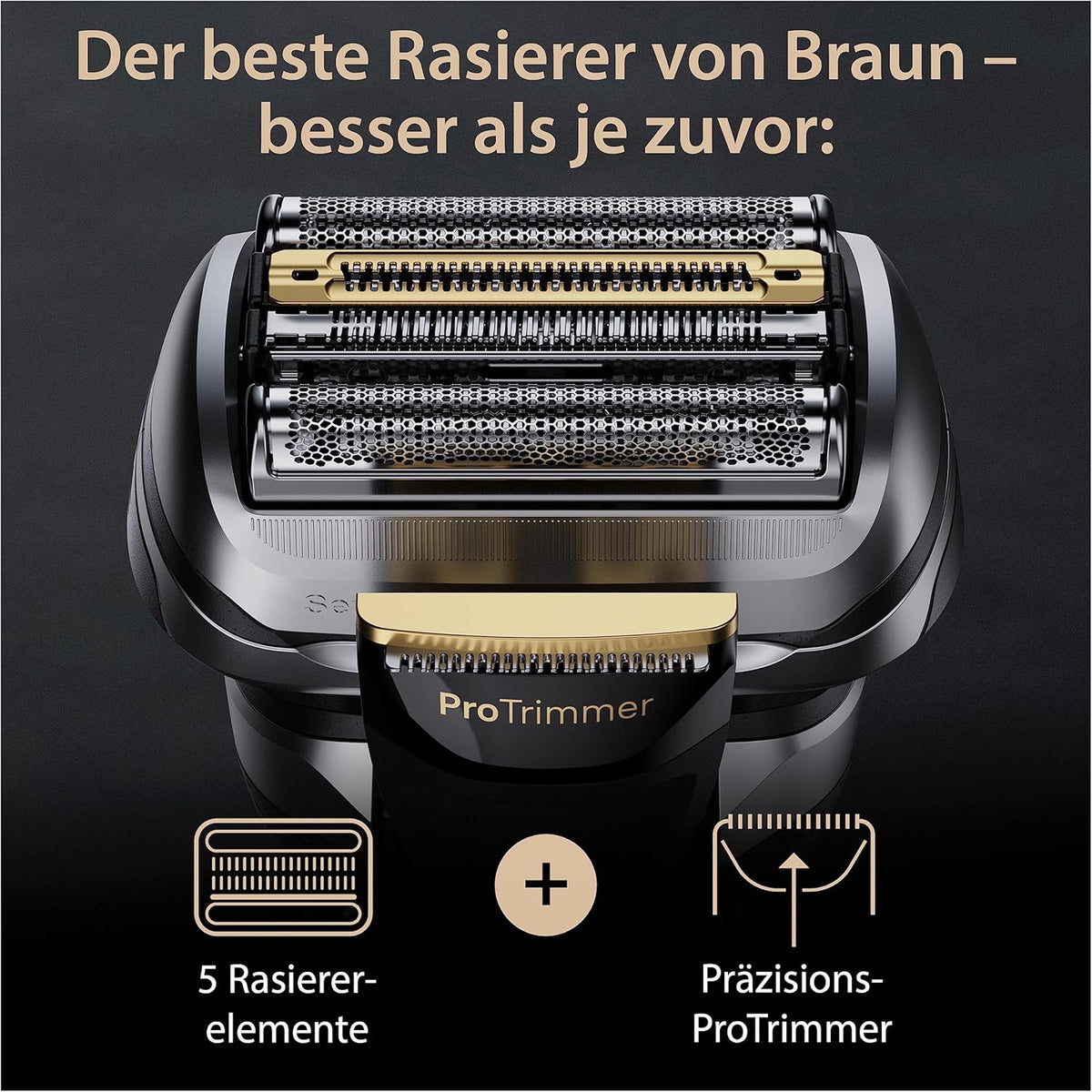 Braun Series 9 Pro+ Rasierer Herren Elektrisch, Elektrorasierer mit 5 Pro Rasierelementen, Rasierapparat ProTrimmer & Reinigungsstation, 60 Min Laufzeit, Made in Germany, 9567cc, Silber