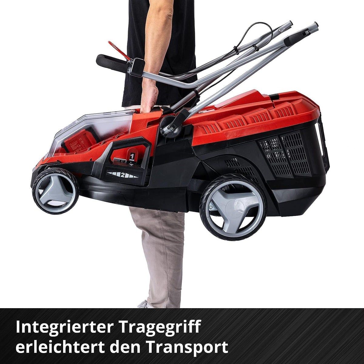 Einhell Akku-Rasenmäher GE-cm 36/36 Li Kit Power X-Change (36 V, 36 cm Schnittbreite, bis 400 m2, Brushless, 40L Fangkorb, 25-75 mm Schnitthöhe, inkl. 2X 4,0 Ah Akku + 2X Ladegerät)