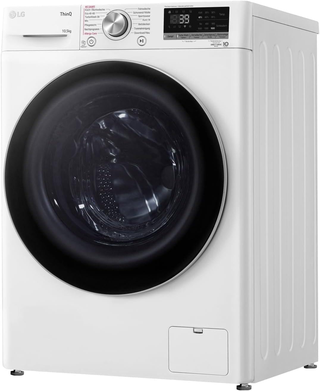 LG F4WV7080, Klasse A, Frontlader-Waschmaschine 8 kg, 1400 U/Min, AI Direct Drive, Wi-Fi, Tiefenreinigung mit Dampf, Groe Kapazitt, TRIPLE A, Auentür aus Sicherheitsglas, 62 x 60 x 85 cm  Wei