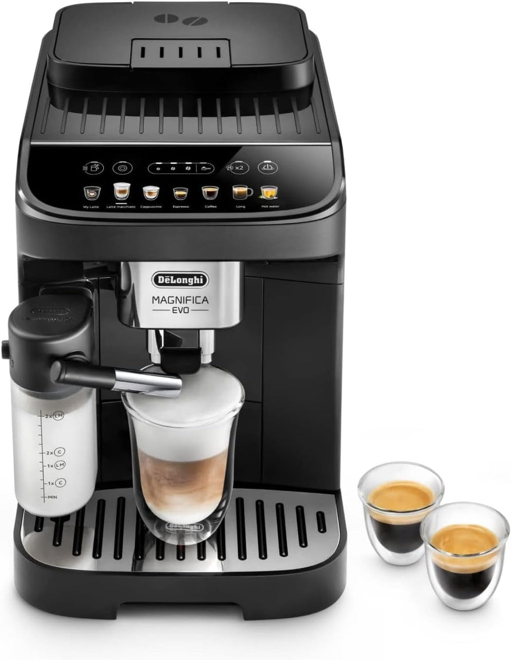 De'Longhi Magnifica Evo Next ECAM312.80.TB, Kaffeevollautomat mit 13 Getränken (Cappuccino, Espresso, Latte Macchiato), 2,4'' TFT Farbdisplay, LatteCrema Milchsystem, 2-Tassen-Funktion, Titan