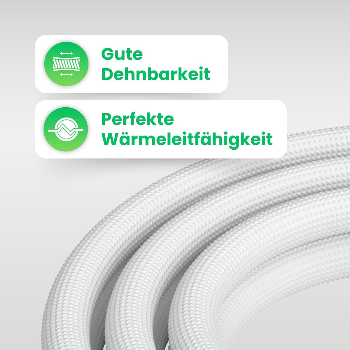 Kältebringer 12m Kältemittelleitung 1/4" + 3/8" Zoll - Kupferleitung Isoliert - Kupferrohr Montage-Set für Split-Klimaanlagen, 4-adrig