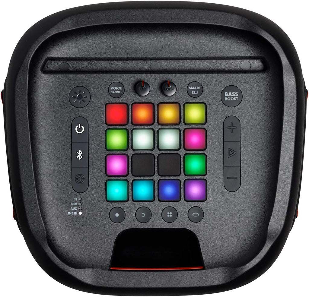 JBL PartyBox 710 - Schwarz â€?Trag - und rollbarer Bluetooth Party-Lautsprecher mit Lichteffekten â€?Spritzwassergeschützte, mobile Musikbox