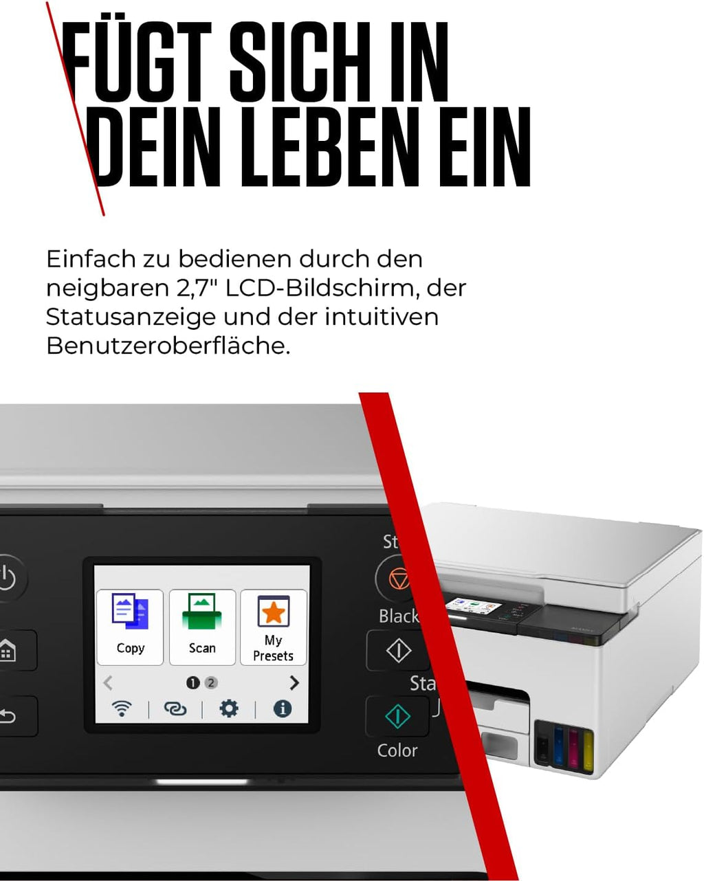 Canon MAXIFY GX1050 Tintenstrahldrucker 3-in-1 Multifunktionsdrucker MegaTank (Drucker, Scanner, Kopierer, WLAN, Cloud, Duplexdruck, 250 Blatt Kassette, Tintentank) Enthält 6 x Tintenflaschen