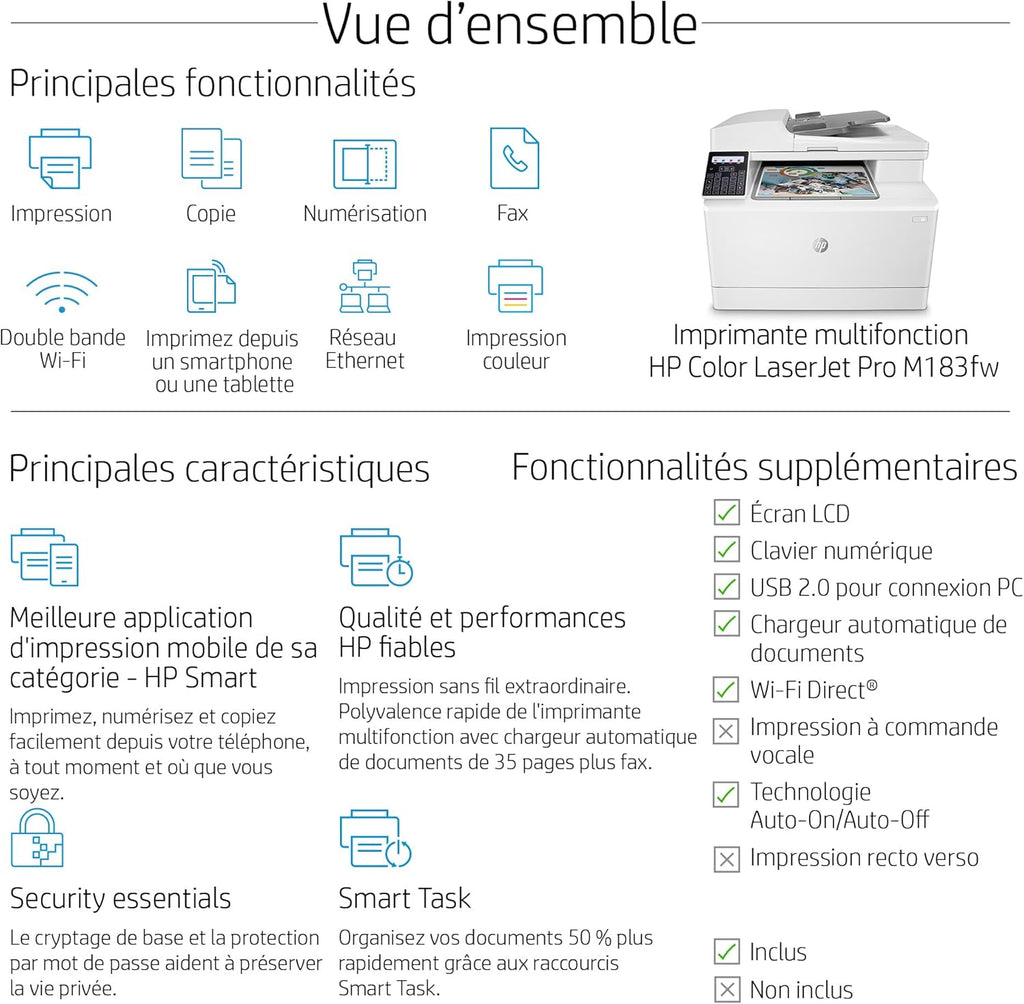 HP Color LaserJet Pro MFP 3302fdwg Multifunktions-Farblaserdrucker, Fax, Automatischer beidseitiger Druck, Touchscreen, Wi-Fi, Ethernet, USB, HP Wolf Pro Security